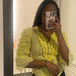 Women's Yellow Ruffled Top